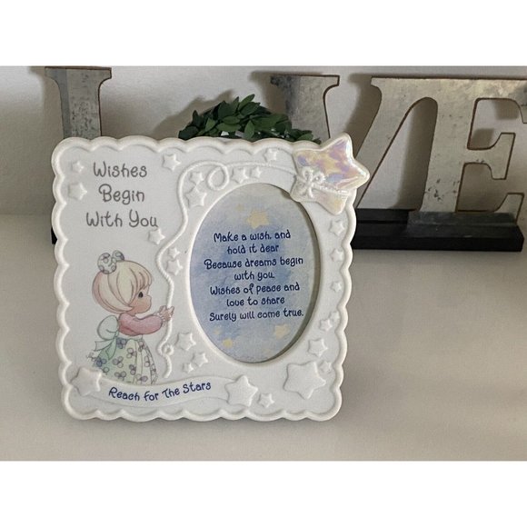 Enesco Precious Moments Picture Frame 1998 Reach for the Stars Embossed White - Picture 7 of 12
